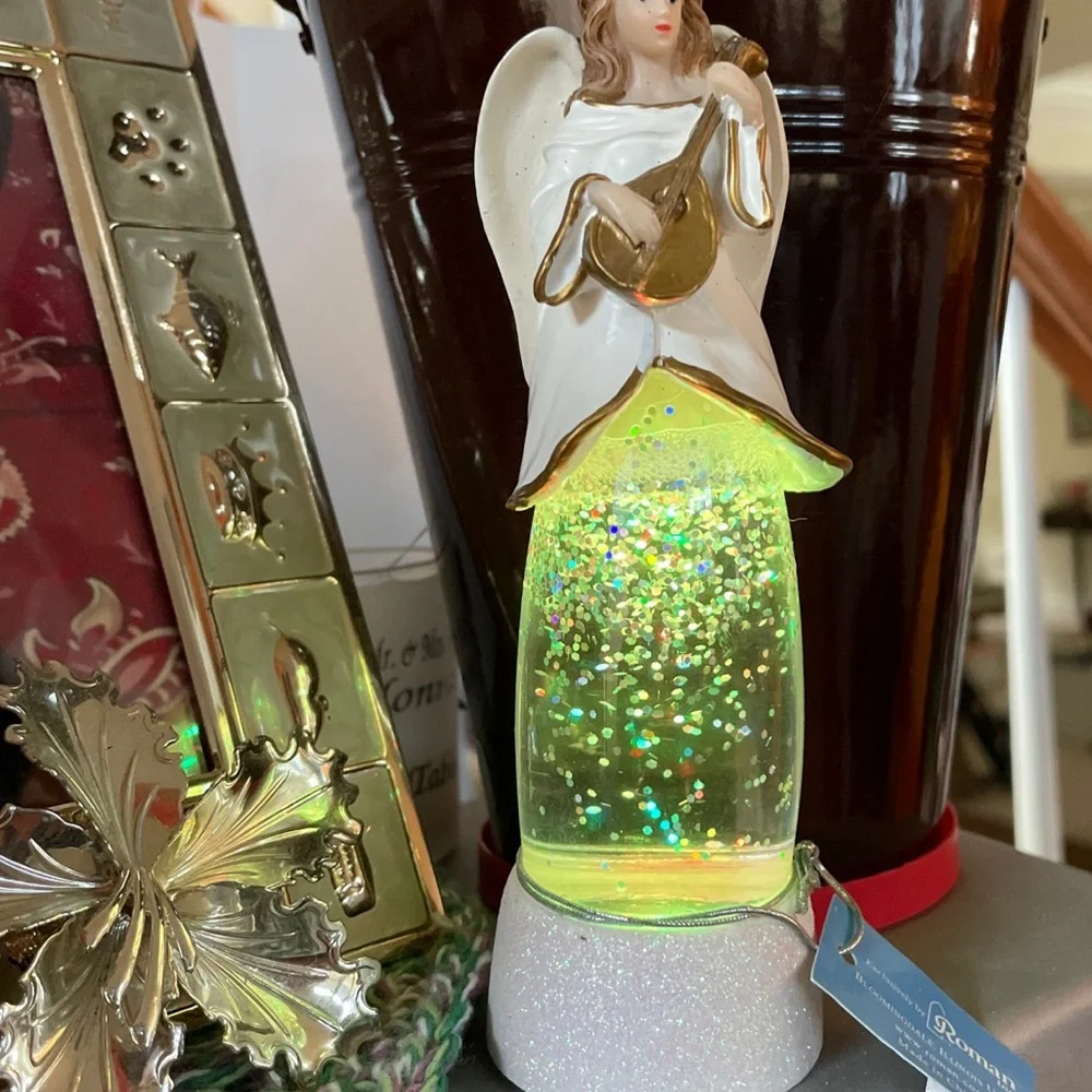 NEW Angel color-changing Night Light Glitter Snow Globe by Roman, Gift-able! - Picture 8 of 14